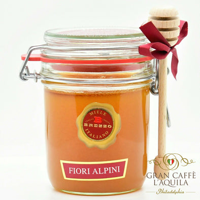 ITALIAN ALPINE FLOWERS HONEY- BREZZO 14.1oz - WITH MINI-HONEYCOMB ATTACHMENT- SOLD OUT ARRIVING JUNE 2024