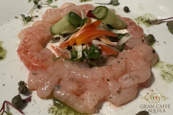 CARPACCIO DI GAMBERO ROSSO*- Taormina, Sicilia- Weekly City Menu-Week 46 (Nov 18-24, 2024)