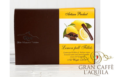 LEMON PEEL FILLETS WITH CHOCOLATE- RAO DOLCE DI CALABRIA - 5.29oz