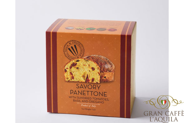 SAVORY PANETTONE w/ SUN DRIED TOMATOES, BASIL, & OREGANO - FRATELLI SICLIA 1.1lb/450g