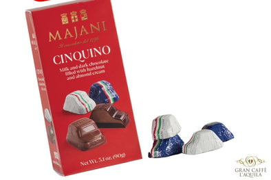 MAJANI CINQUINO - MILK & DARK CHOCOLATE FILLED WITH HAZELNUT AND ALMOND CREAM 5.1oz