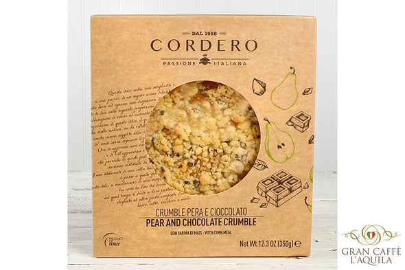 PEAR AND CHOCOLATE CRUMBLE CAKE- WITH CORN MEAL - (12.3oz) -CORDERO